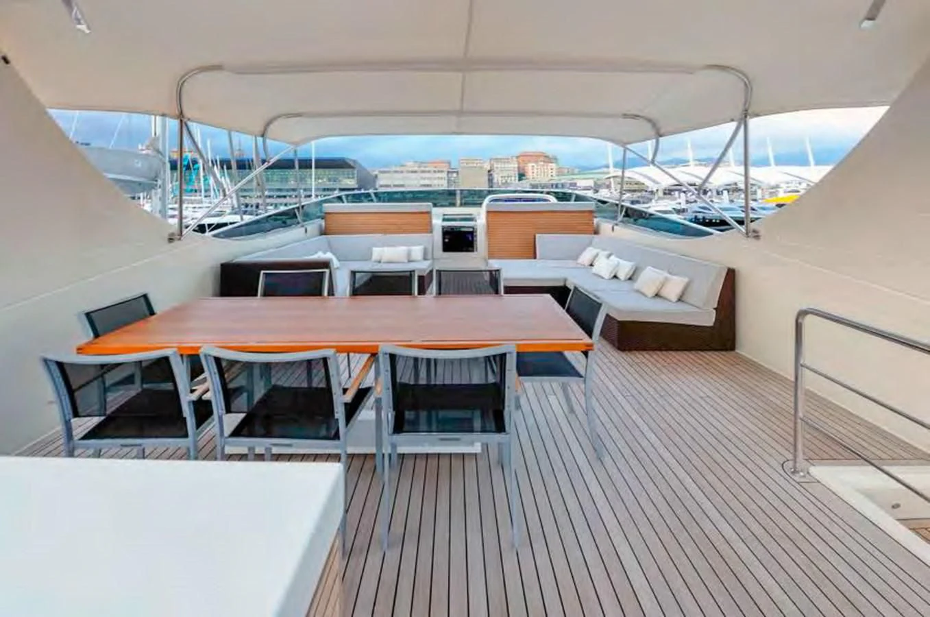 a boat with tables and chairs aboard BY BUBANNY Yacht for Sale