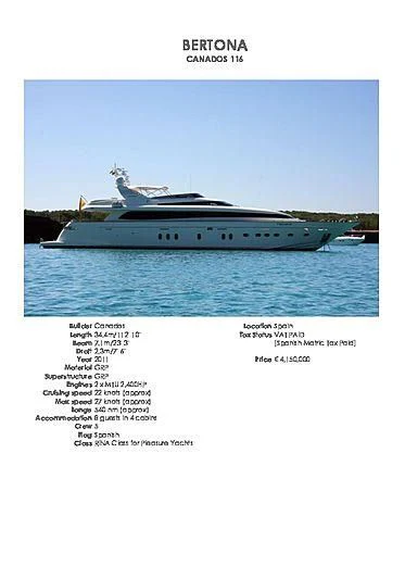 text aboard BY BUBANNY Yacht for Sale