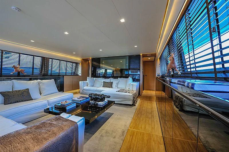 a living room with a large bed aboard BY BUBANNY Yacht for Sale