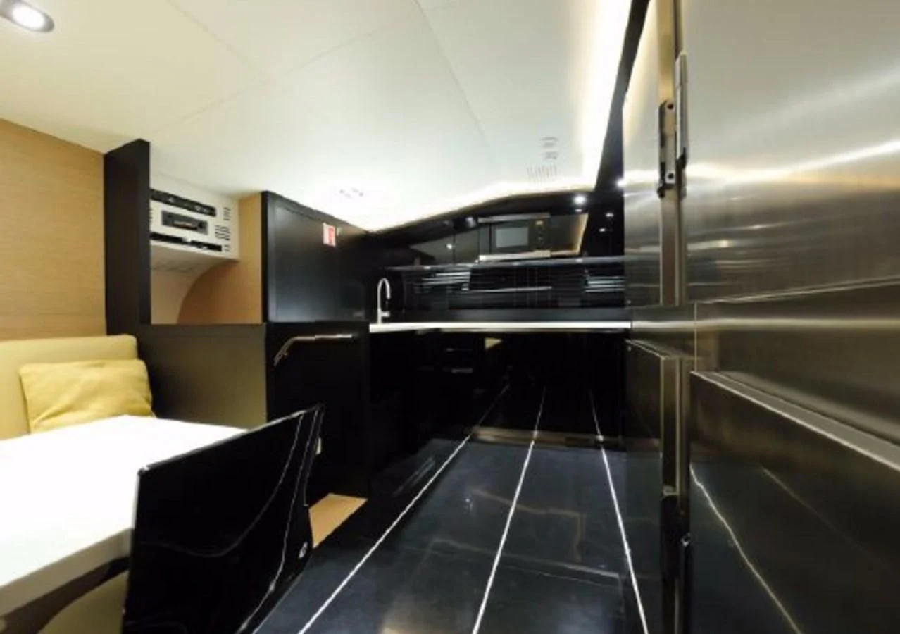 a large stainless steel refrigerator in a kitchen aboard BY BUBANNY Yacht for Sale