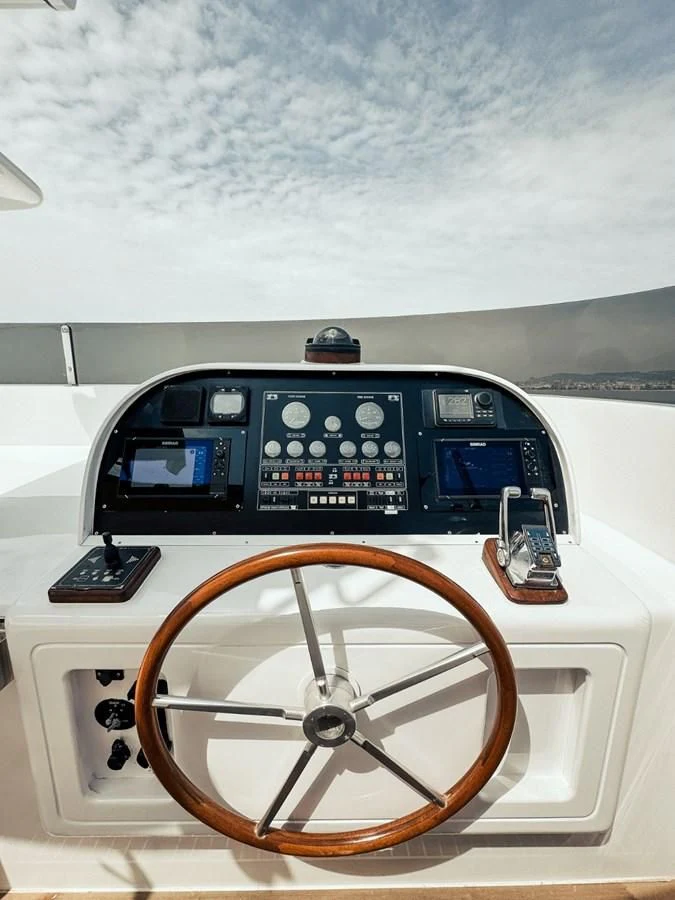 a radio on a table aboard LAZIZA Yacht for Sale