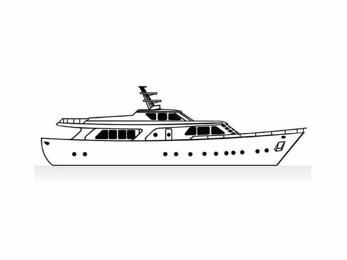 a white boat with black stripes aboard LAZIZA Yacht for Sale