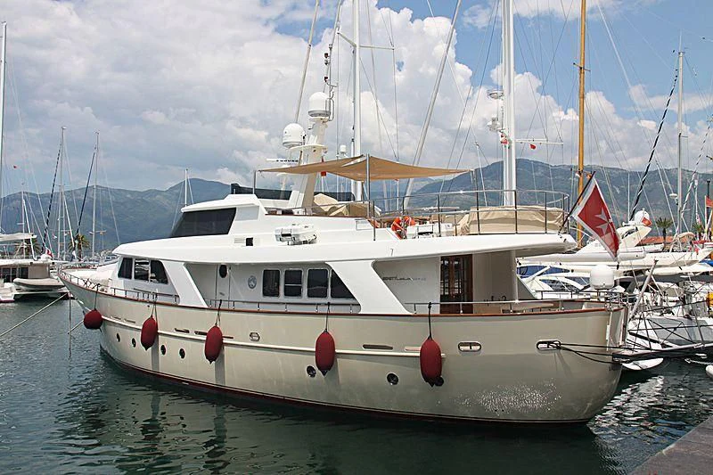 a boat in the water aboard LAZIZA Yacht for Sale