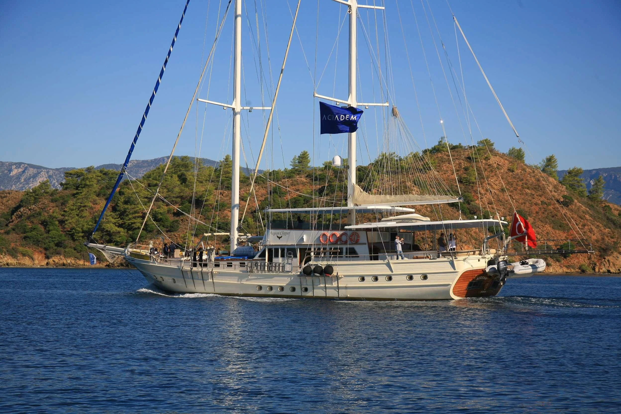 a boat on the water aboard AEGEAN CLIPPER Yacht for Sale