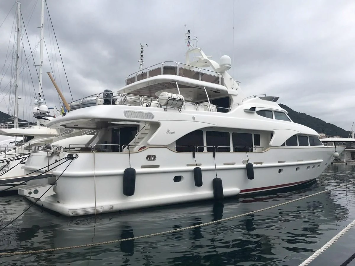 a white yacht on the water aboard LADY ANN Yacht for Sale
