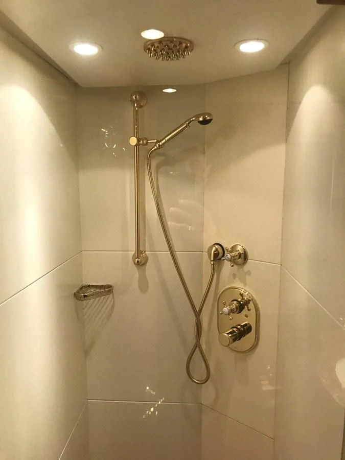 a shower with a glass door aboard LADY ANN Yacht for Sale