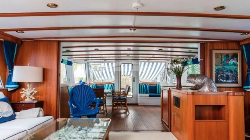 a room with a desk and a chair aboard SEAFARI Yacht for Sale