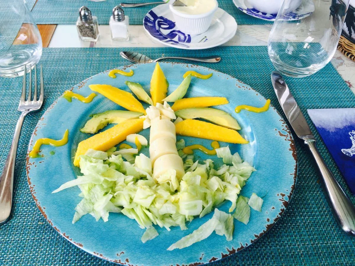 a plate of food aboard SEAFARI Yacht for Sale