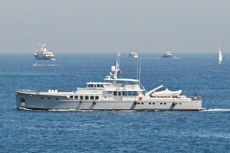 a large ship in the water aboard OKEANIS Yacht for Sale
