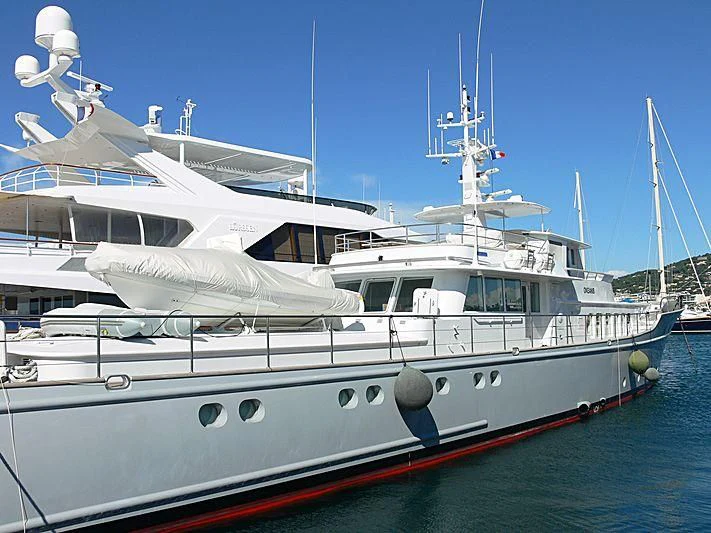 a large white boat aboard OKEANIS Yacht for Sale