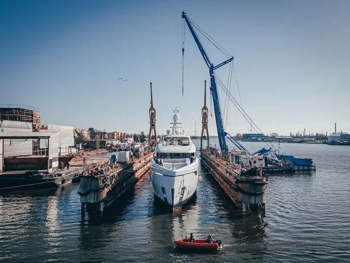 boats in a harbor aboard EXTRA TIME Yacht for Sale
