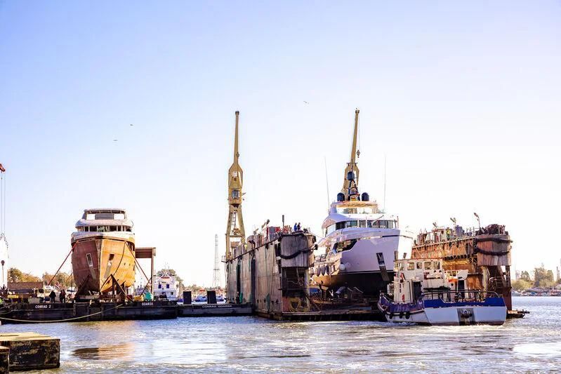 a large ship in the water aboard EXTRA TIME Yacht for Sale