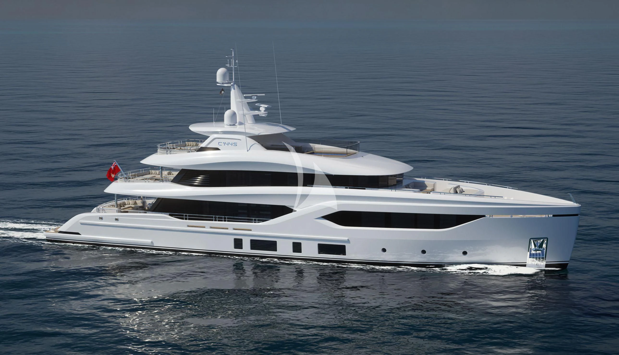 a white yacht in the water aboard EXTRA TIME Yacht for Sale