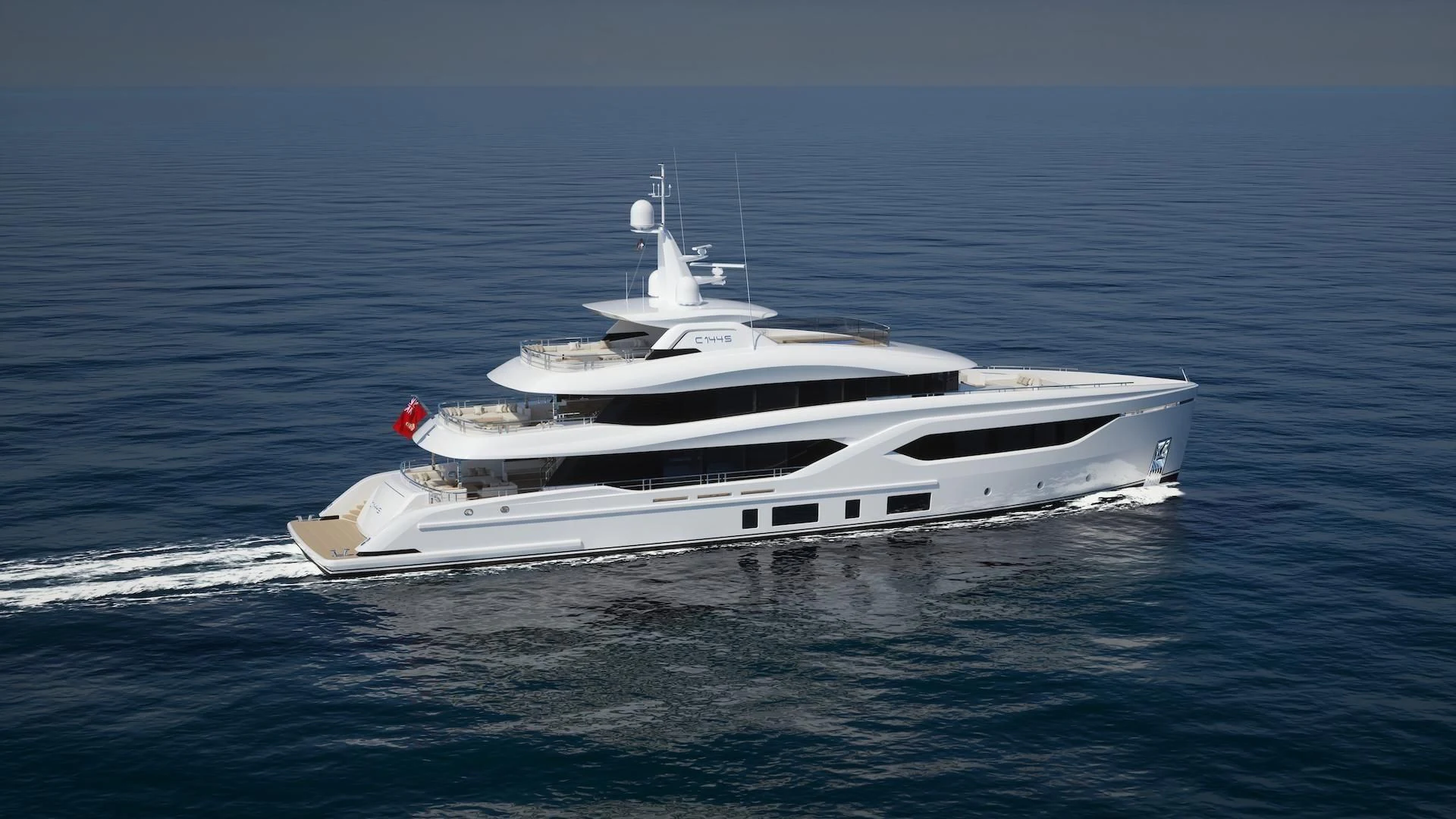 a white yacht in the water aboard EXTRA TIME Yacht for Sale