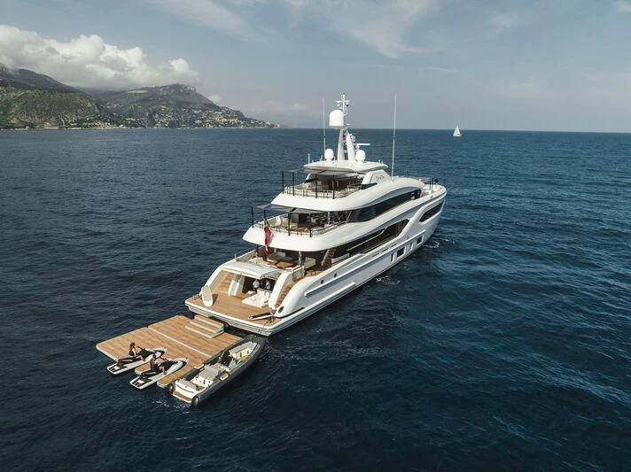 a boat in the water aboard EXTRA TIME Yacht for Sale