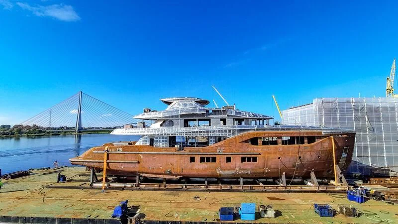 a building with a dome roof aboard EXTRA TIME Yacht for Sale