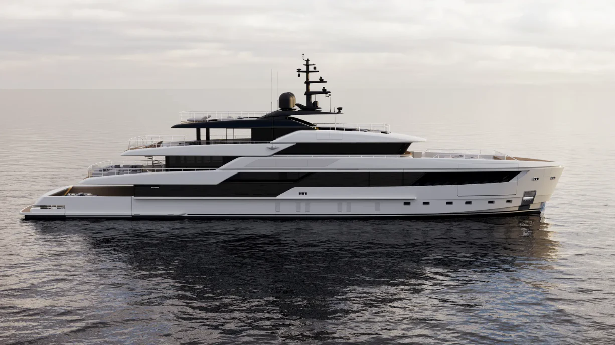 a white yacht in the water aboard CONTIGO Yacht for Sale