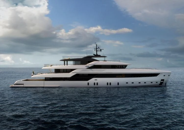 a white yacht in the water aboard CONTIGO Yacht for Sale