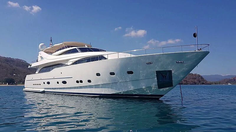 a white boat in the water aboard EAGLE WINGS 3 Yacht for Sale