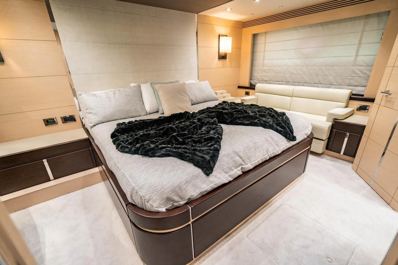 a bed in a room aboard SUBMARINO Yacht for Sale