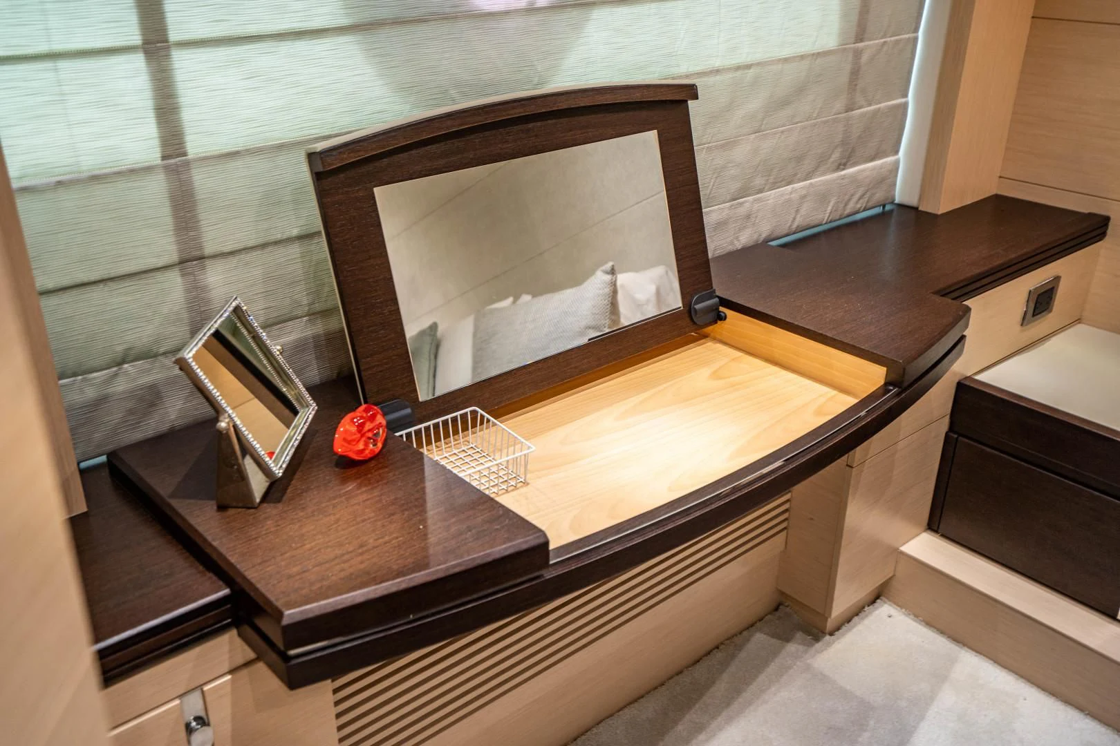 a fireplace in a room aboard SUBMARINO Yacht for Sale