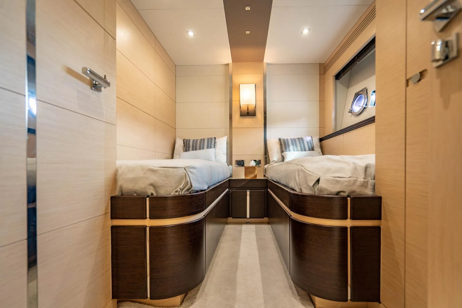 a room with a bed and a mirror aboard SUBMARINO Yacht for Sale