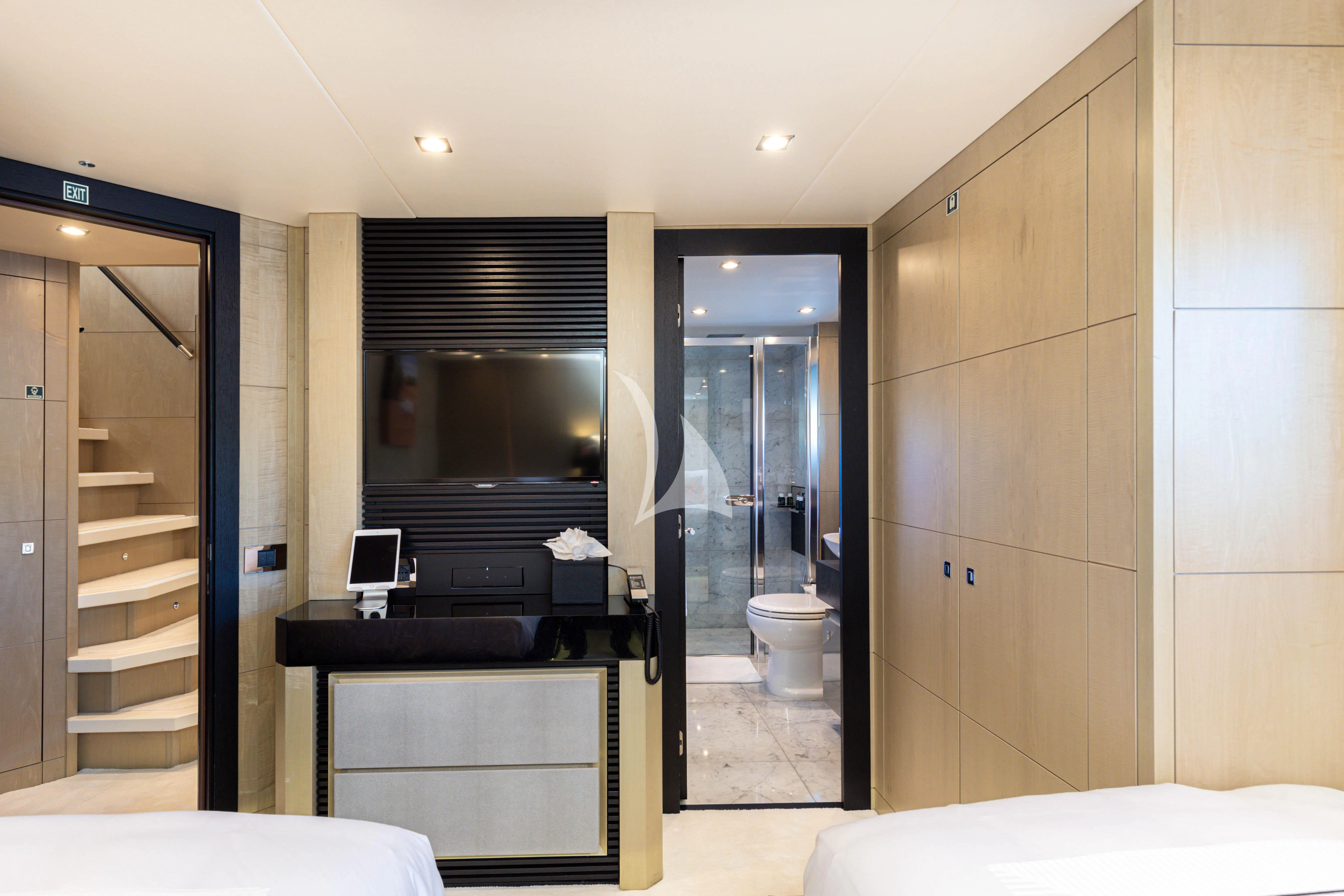 a bathroom with a sink and a toilet aboard OKSANCHIK Yacht for Charter