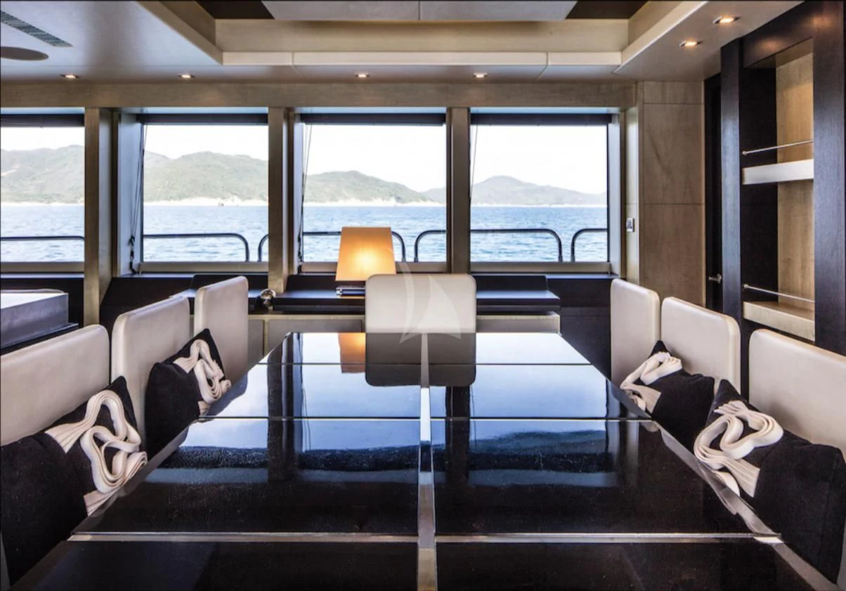 a room with a view of the ocean and the ocean aboard OKSANCHIK Yacht for Charter