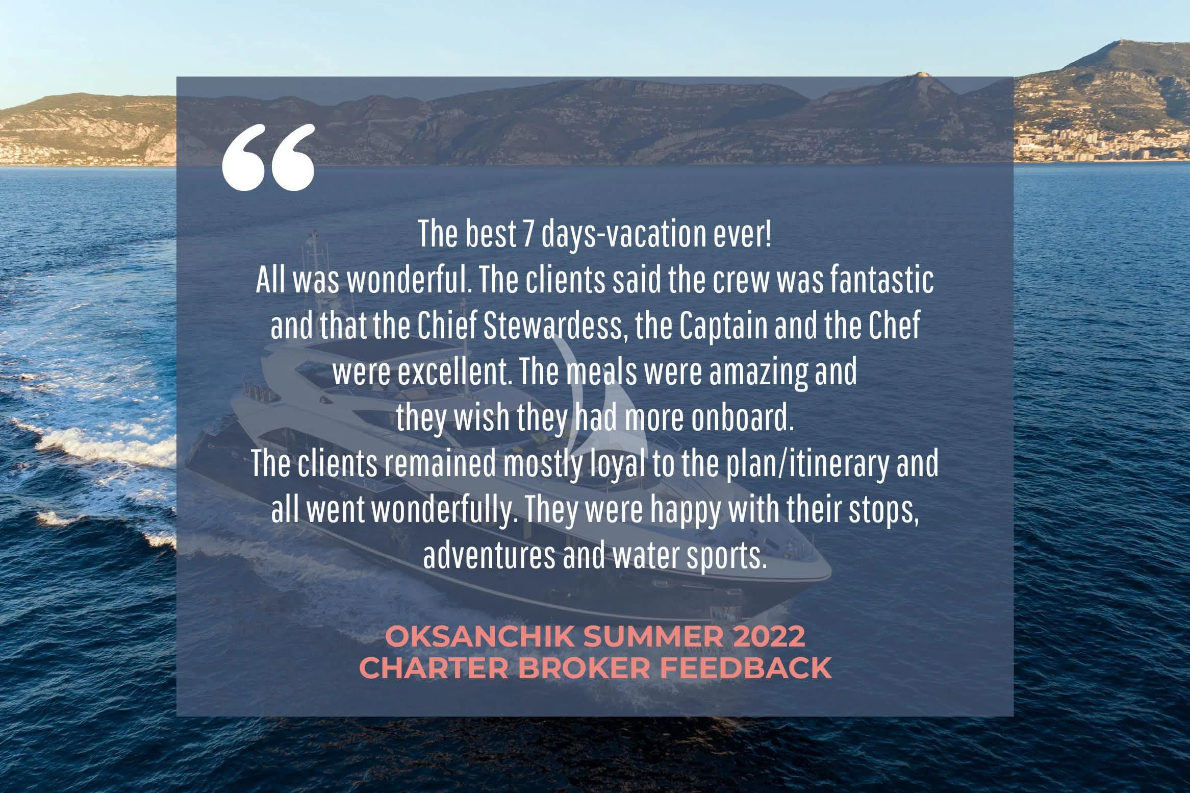 a body of water with land in the background aboard OKSANCHIK Yacht for Charter