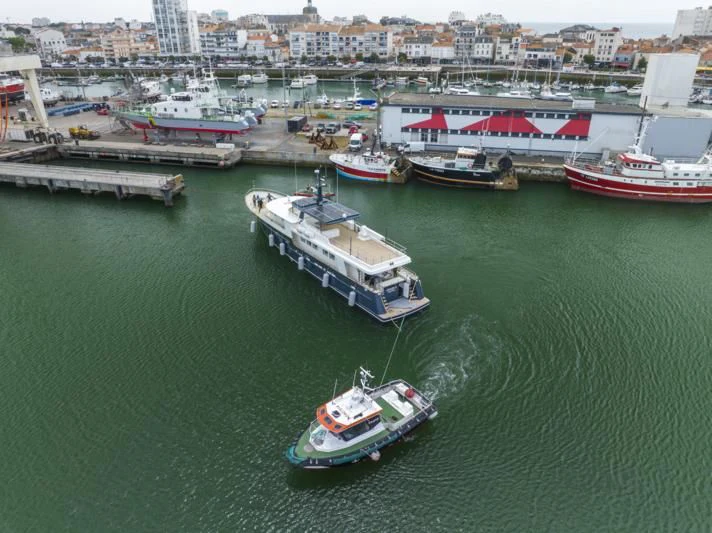 boats in a harbor aboard ARAOK II Yacht for Sale