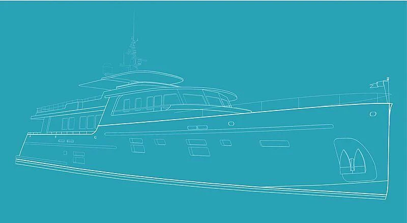 engineering drawing aboard ARAOK II Yacht for Sale