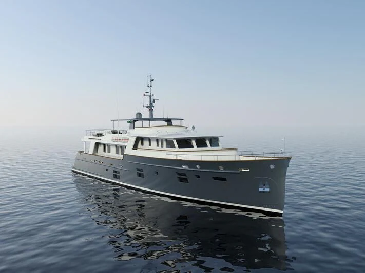 a white boat in the water aboard ARAOK II Yacht for Sale