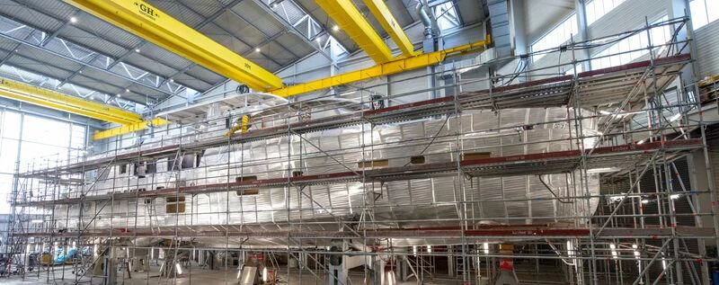 a large warehouse with many wires aboard ARAOK II Yacht for Sale