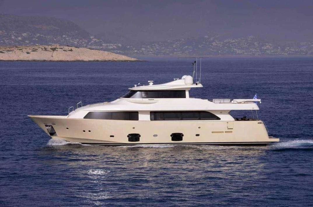a white yacht in the water aboard DANA Yacht for Sale