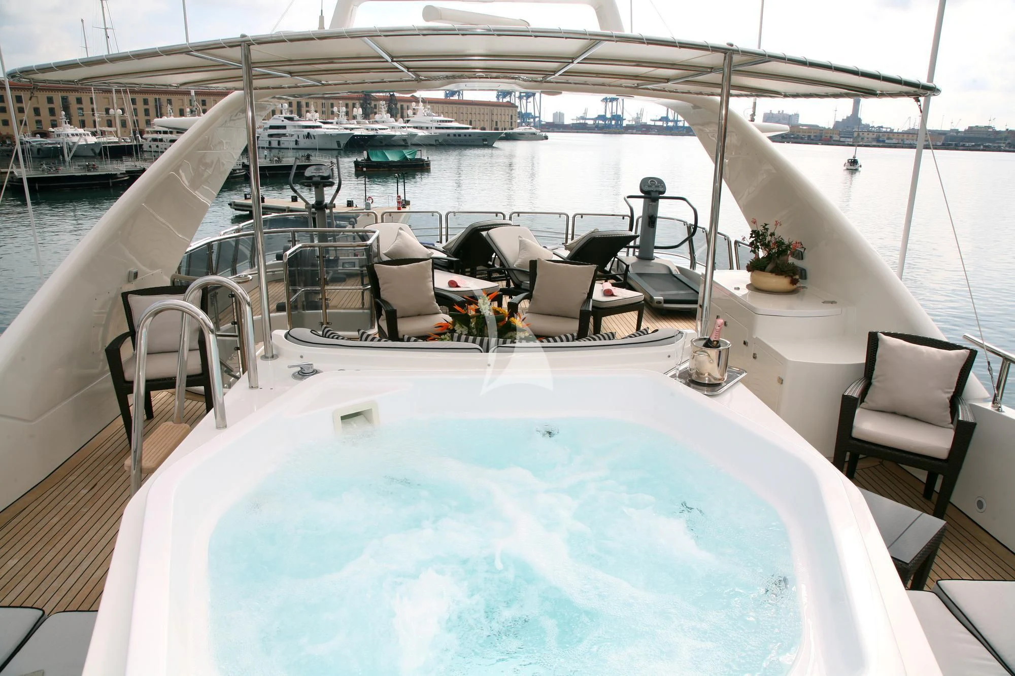 a large white swimming pool aboard SATINE Yacht for Sale