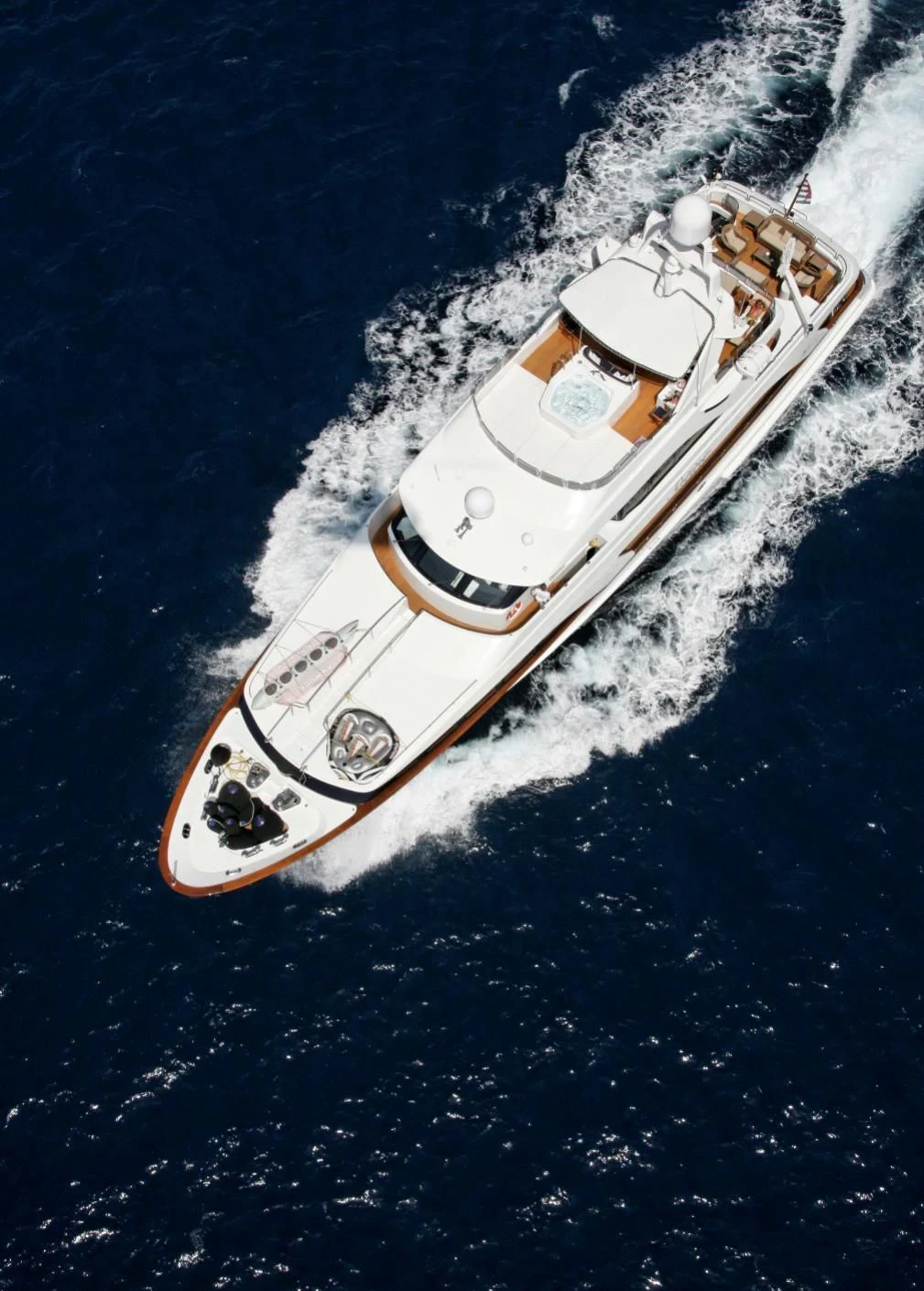 a space ship on the water aboard SATINE Yacht for Sale