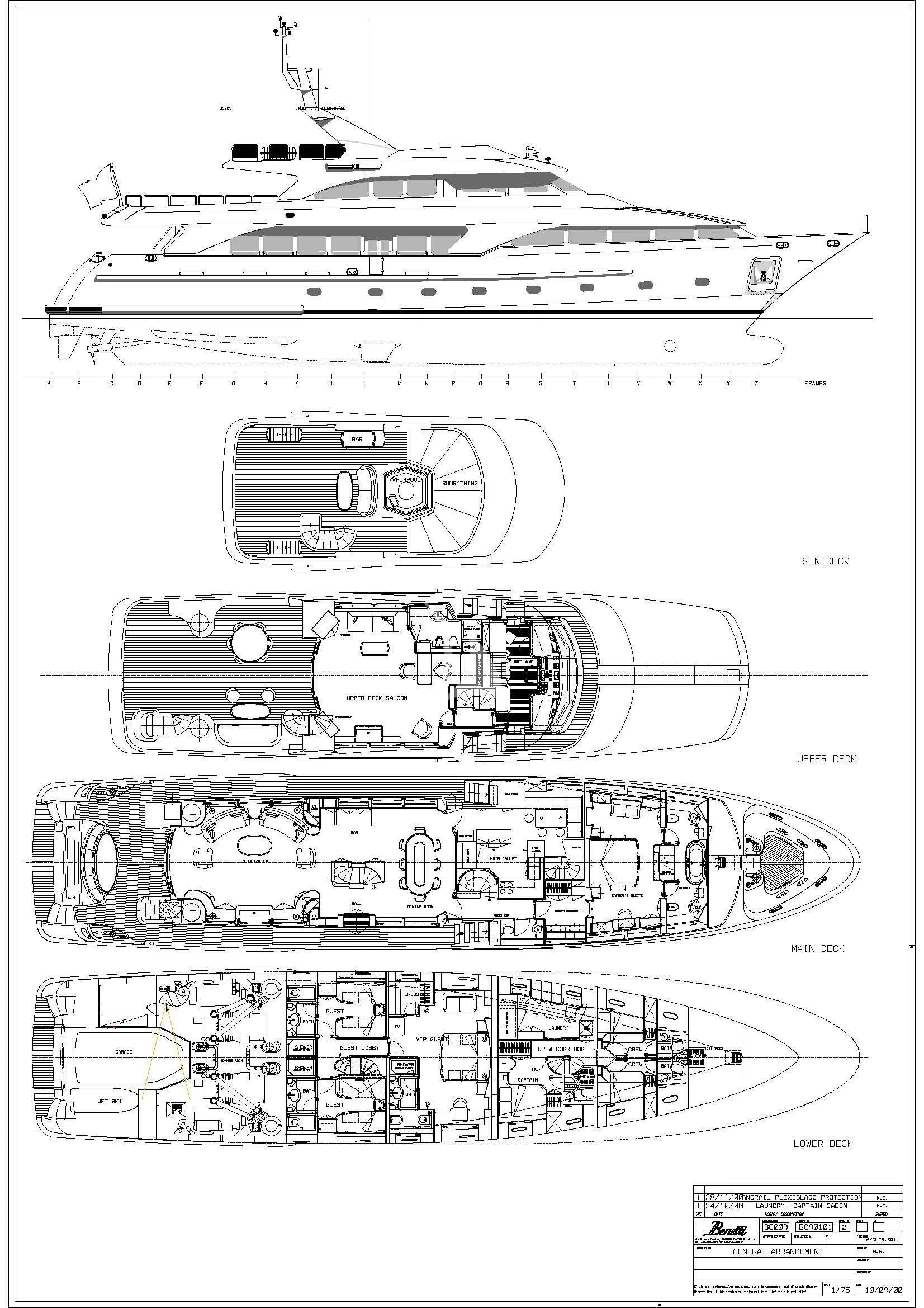 diagram, engineering drawing aboard SATINE Yacht for Sale