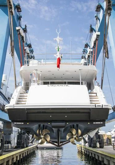 a large ship docked aboard NAZ Yacht for Sale