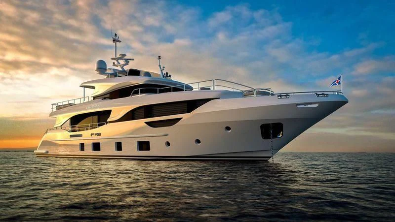 a large white yacht in the water aboard NAZ Yacht for Sale