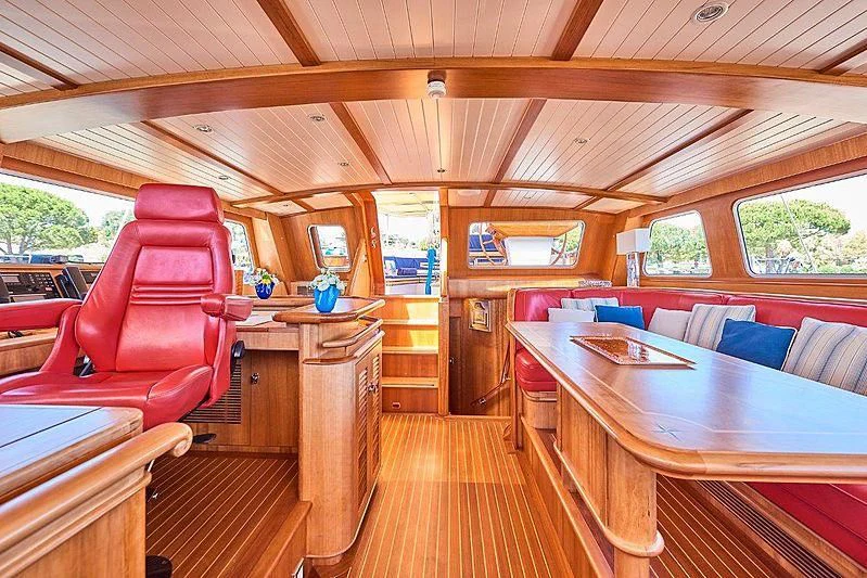 a boat with a table and chairs aboard ANAMCARA Yacht for Sale