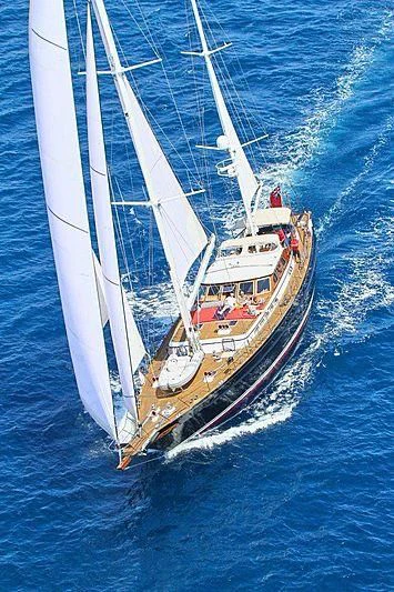 a boat sailing on the sea aboard ANAMCARA Yacht for Sale