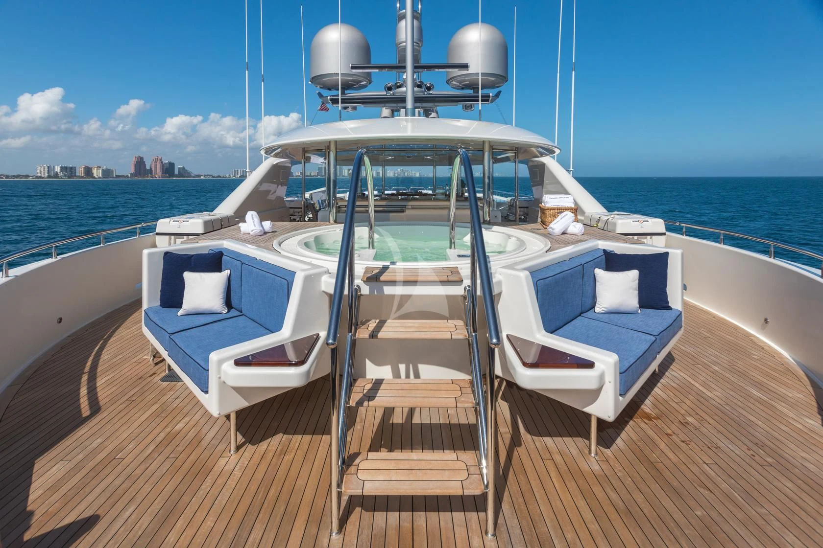 a boat on a deck aboard CHASING DAYLIGHT Yacht for Sale