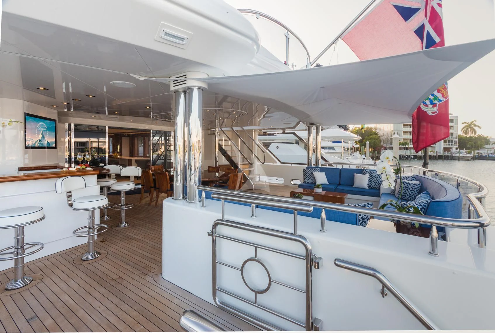a room with a large window aboard CHASING DAYLIGHT Yacht for Sale