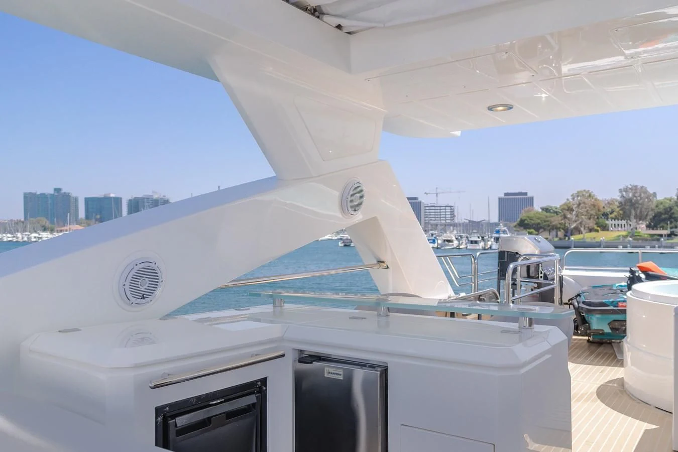 a large white boat in a large body of water aboard INDECENT PROPOSAL 4 Yacht for Sale