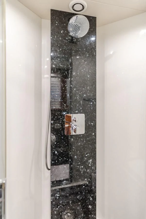 a door with a glass door aboard INDECENT PROPOSAL 4 Yacht for Sale
