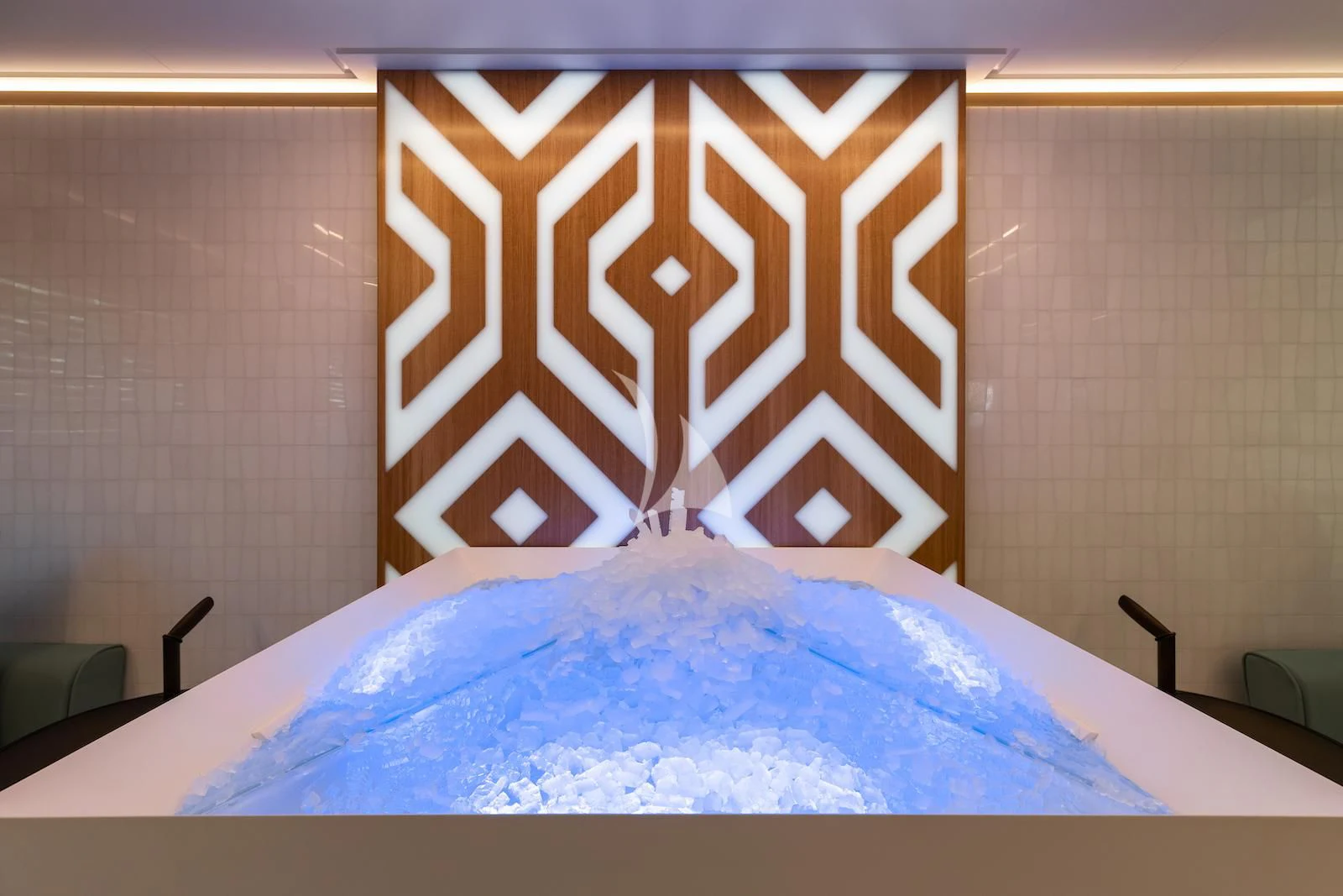 a room with a bed and a wood framed window aboard LA DATCHA Yacht for Sale