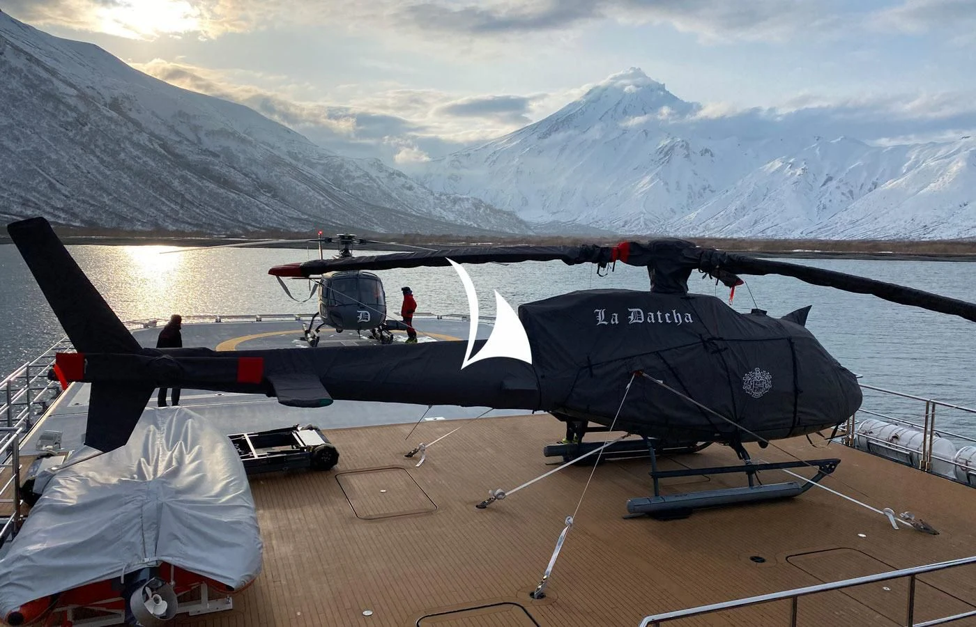 a plane on a runway aboard LA DATCHA Yacht for Sale