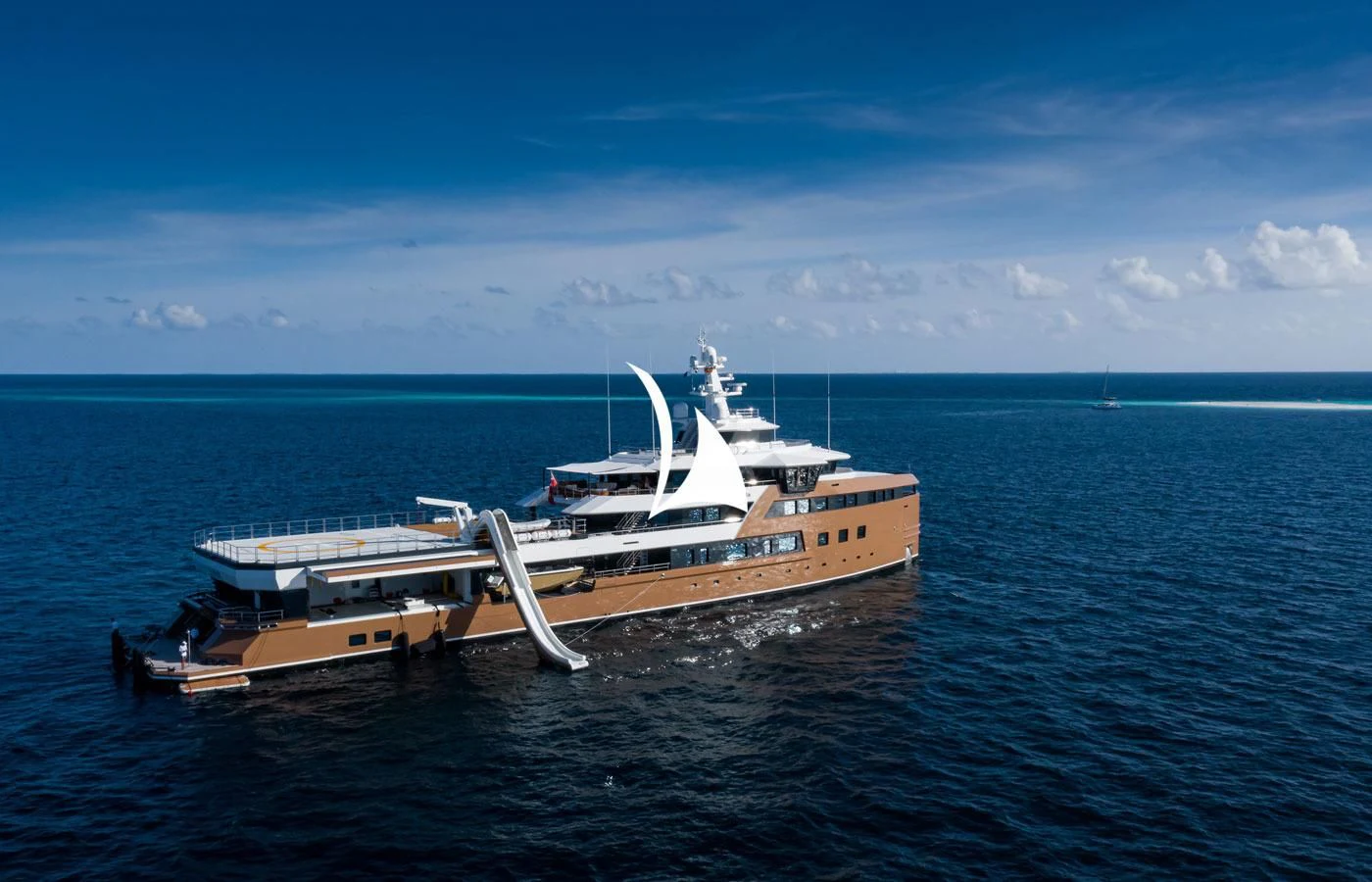 a boat in the water aboard LA DATCHA Yacht for Sale