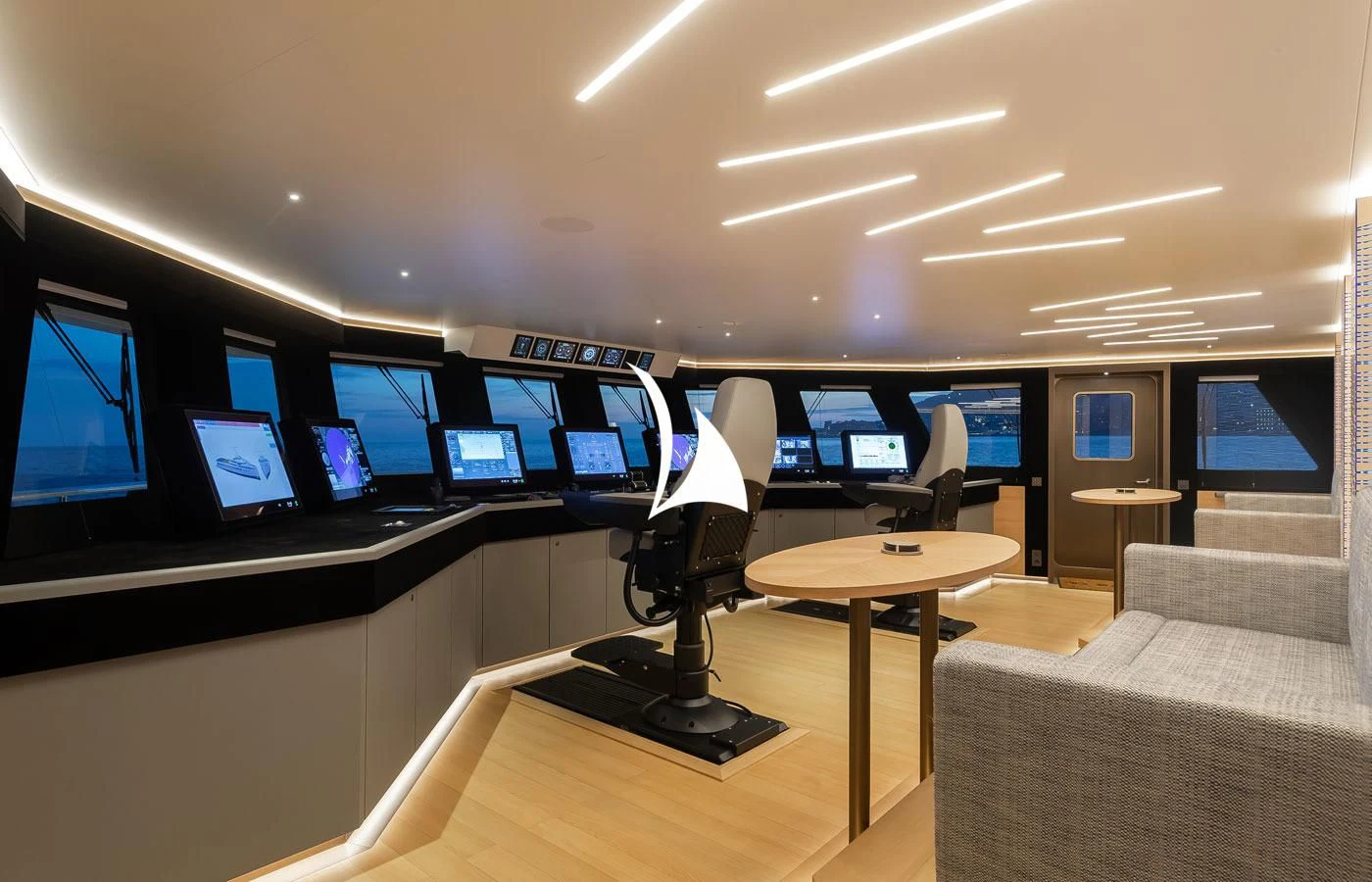 a room with a desk and a chair and a computer aboard LA DATCHA Yacht for Sale