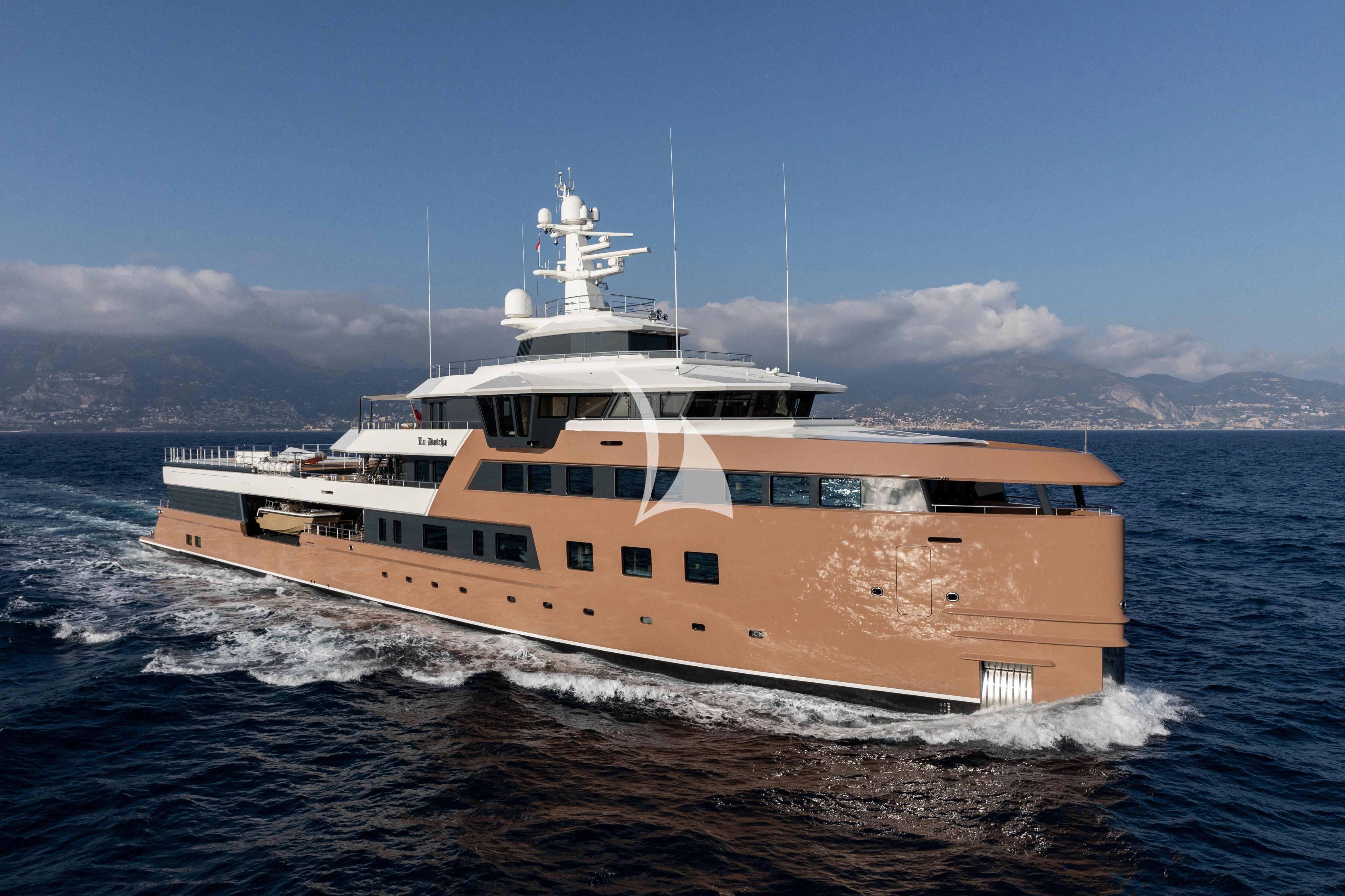 a large white boat aboard LA DATCHA Yacht for Sale